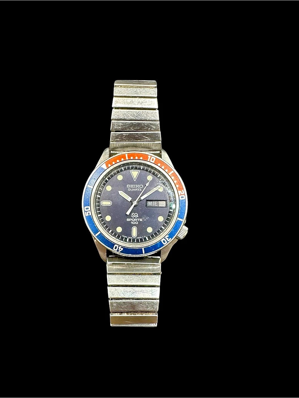 Seiko Pepsi Dive-Style Watch Silver & Blue